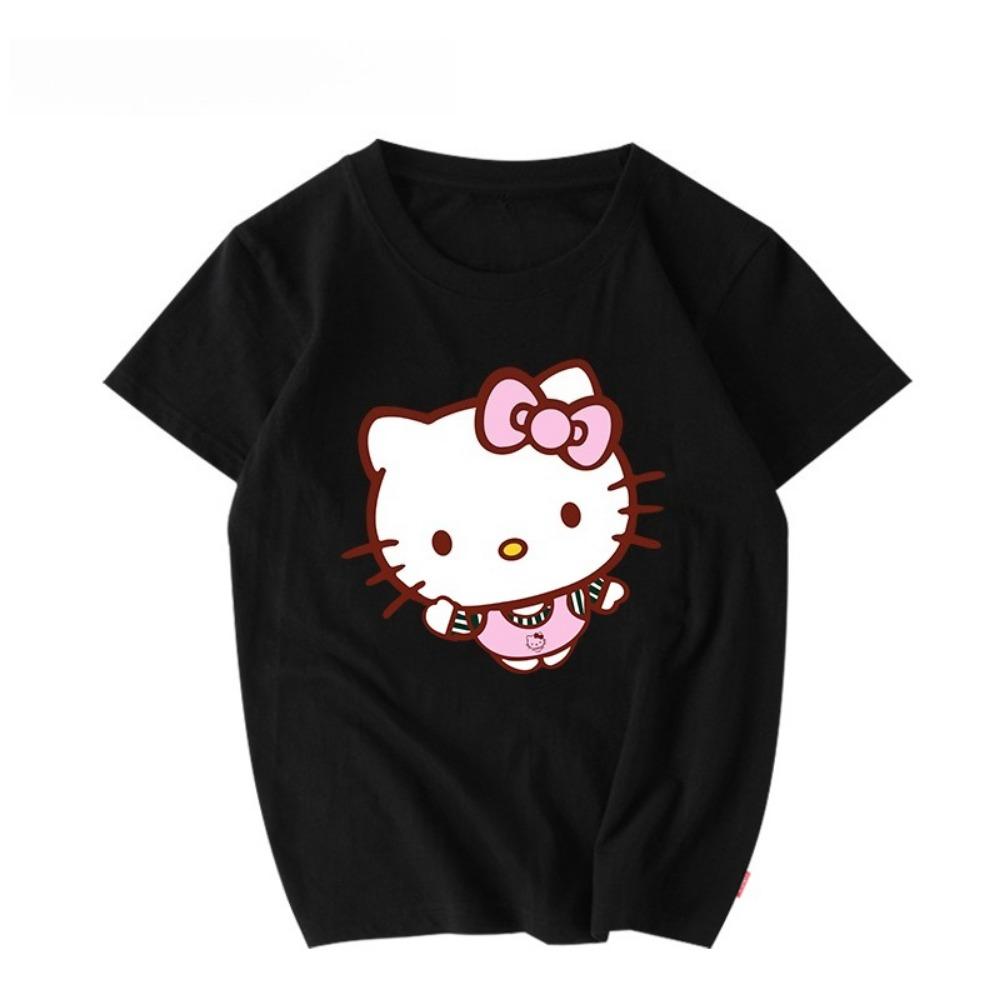 Women's New Cute Hello Kitty Pattern Printed Top Oversized Unisex Couple Trend Plus Size Loose Casual Short-sleeved T-shirt
