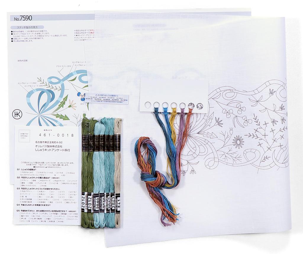 OLYMPUS Embroidery Kit Macabea Alice Seasonal Gift 7590 Spring Breeze Ribbon Sold No. Frame W-47N (plain Wood) Separately.