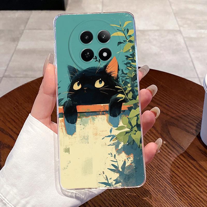 Casing For Realme 12 5G 12X 5G C63 5G Clear Silicone Jelly Soft TPU Back Cover Realme 13 5G Narzo 70X N65 Cute Cat Phone Case