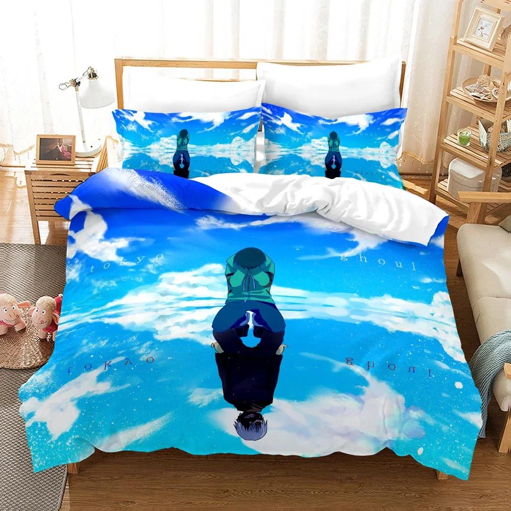 Anime Tokyo Ghoul 3D-bedruckter Bettbezug Kissenbezug Bettwäsche-Set Einzelbett Doppelbett Queen King Size Für Kinder Schlafzimmer Dekoration