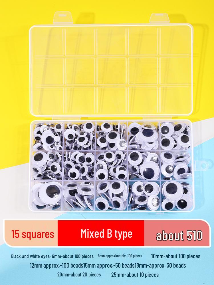Kids' DIY Colored Eye Stickers for Crafting: Animal-Themed Black and White Eyeballs