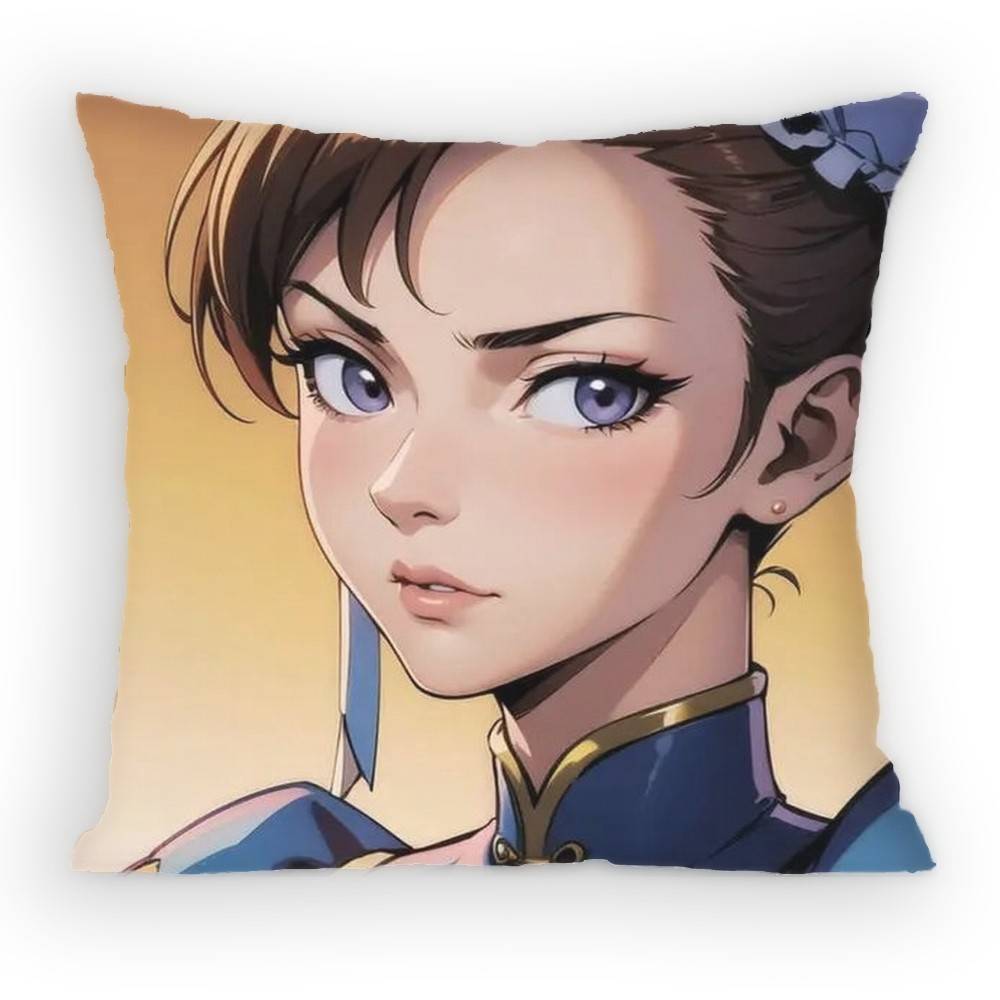 ChunLi Game SStreetFfighters Pillow Case Antidustmite Pillowcase Invisible zipper silky short plush Sofa cushion cover