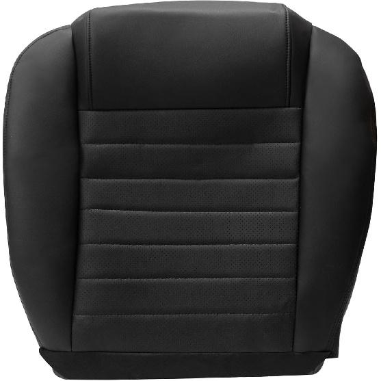 Front Driver Side Bottom Perforated Breathable Replacement Leather Seat Cover Black #GW or KW Compatible with Ford Mustang GT V6 2005 2006 2007 2008