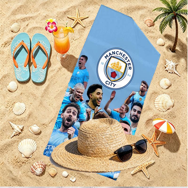 Football team City FC Print Beach Towel, Versatile Lightweight Absorbent Beach Towel for Pool Surf Yoga Bathroom, Perfect Birthday Holiday Gift