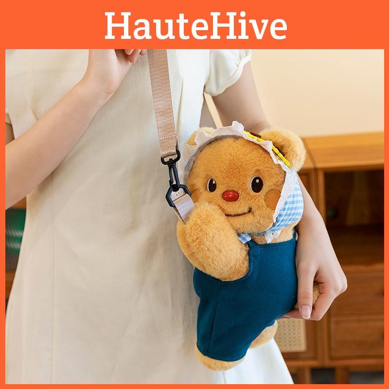 Butter Denim Bear Overalls Plush Backpack Cute Teddy Bear Going Out Bag Shoulder