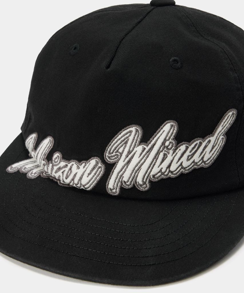 MAISON MINED Script Type Applique Ball Cap Black