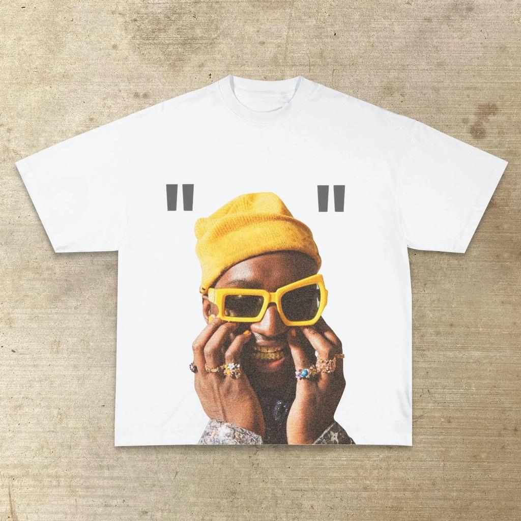Hip Hop Portrait Graphic Printed Tshirt Short Sleeve Tops 2026 Loose Street Mens Cotton Streetwear Harajuku Oversized TShirt