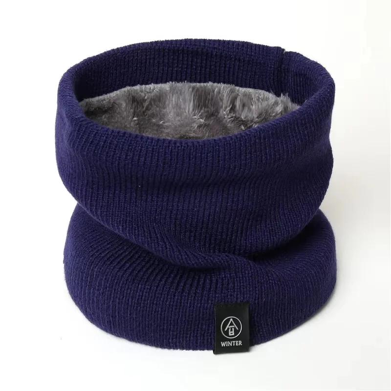 Full Face Mask Snood Warm Winter Ring Scarf Women Men Unisex Solid Plus Velvet Knitted Neck Scarves Bufanda Muffler