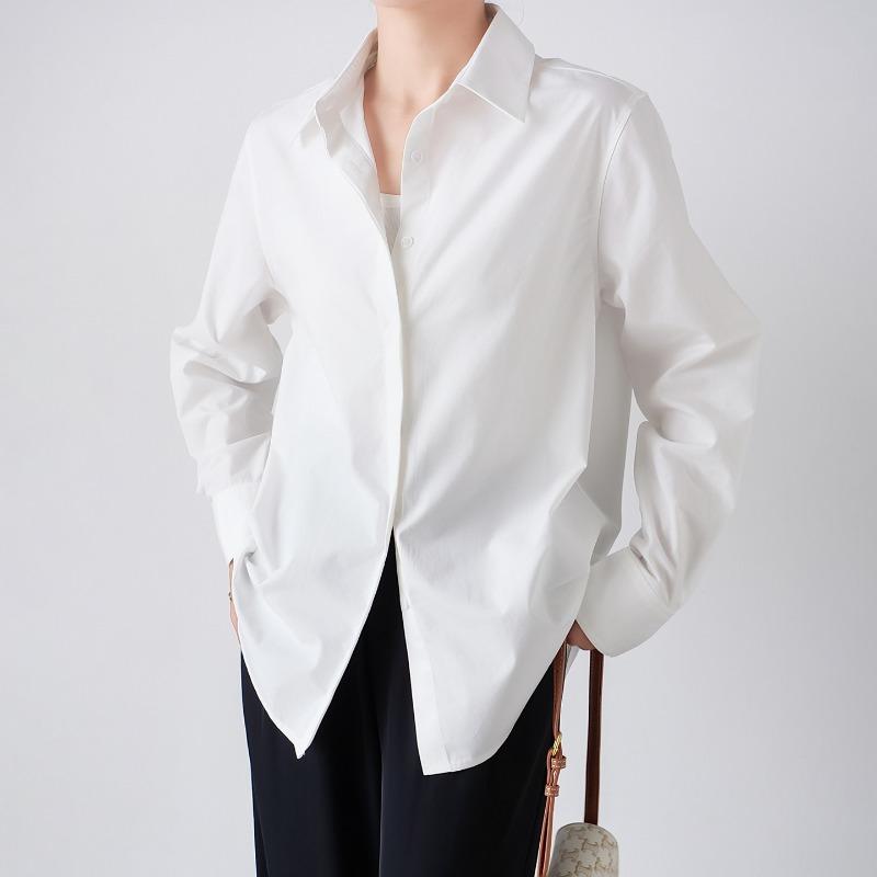 Blue Anti-wrinkle Non-ironing Tencel Shirt Women's Spring and Summer Casual Loose Shirt Jacket Qin Top