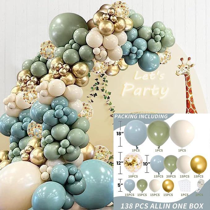 

Sage Green Balloon Set Anniversary Birthday Party Scene Arrangement Themed Balloon Arch Sage Green Blue Balloon Set