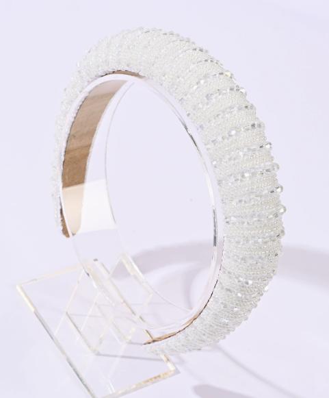 3cm Width Crystal Luxury Girl's Handmade Beaded Hairband Braided Rhinestone Bead Headband