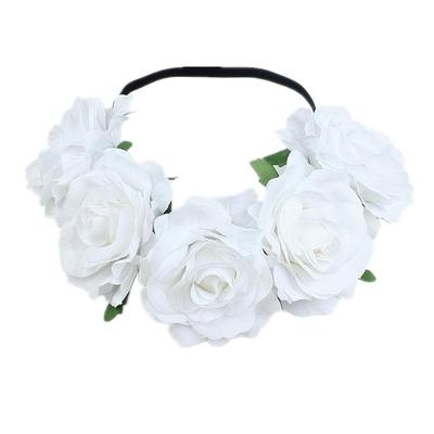 Bridal Wreath Simulation Rose Flower Hair Band Carnival Party Headdress