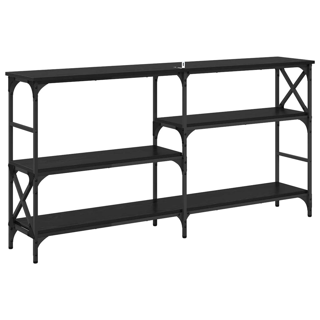 Console Table with Shelf Black Oak Effect 150 X 29 X 76.5 Cm