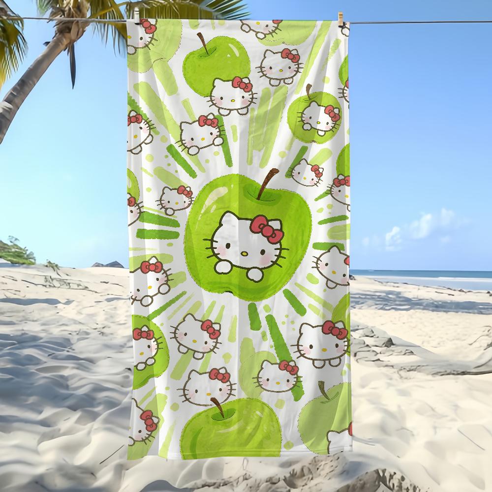 Towel Apple Green K-KittyS-ES Textile H-HelloS-ES Bathrobe Beach Quick-Drying Lightweight Portable Camping Swim SRO Pool Travel
