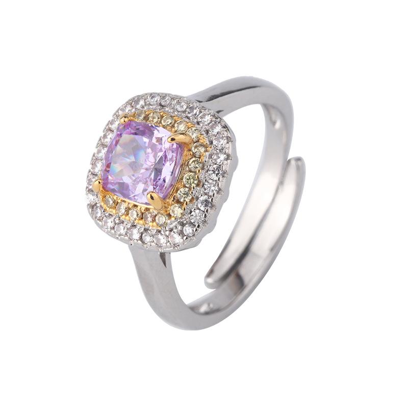 Autumn And Winter Jewelry Set High Carbon Diamond Ice Flower Cut Copper Inlaid Purple Diamond Set Main Stone 6 * 6