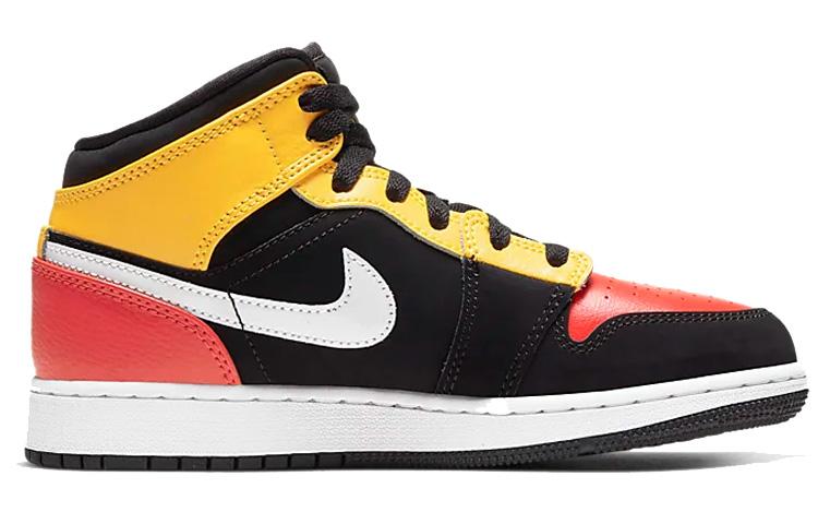 Jordan 1 Mid Black Amarillo Team Orange GS BQ6931-087