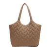 Casual Hand Bags Embroidery Thread Quilted Top-handle Bag Large Capacity Fashion Elegant Soft Cotton-Padded for Weekend Vacation