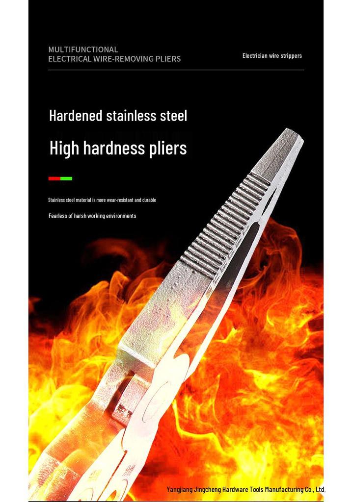 Stainless Steel Multi-functional Wire Stripper with Voltage Tester and Cable Cutting Pliers for Electricians