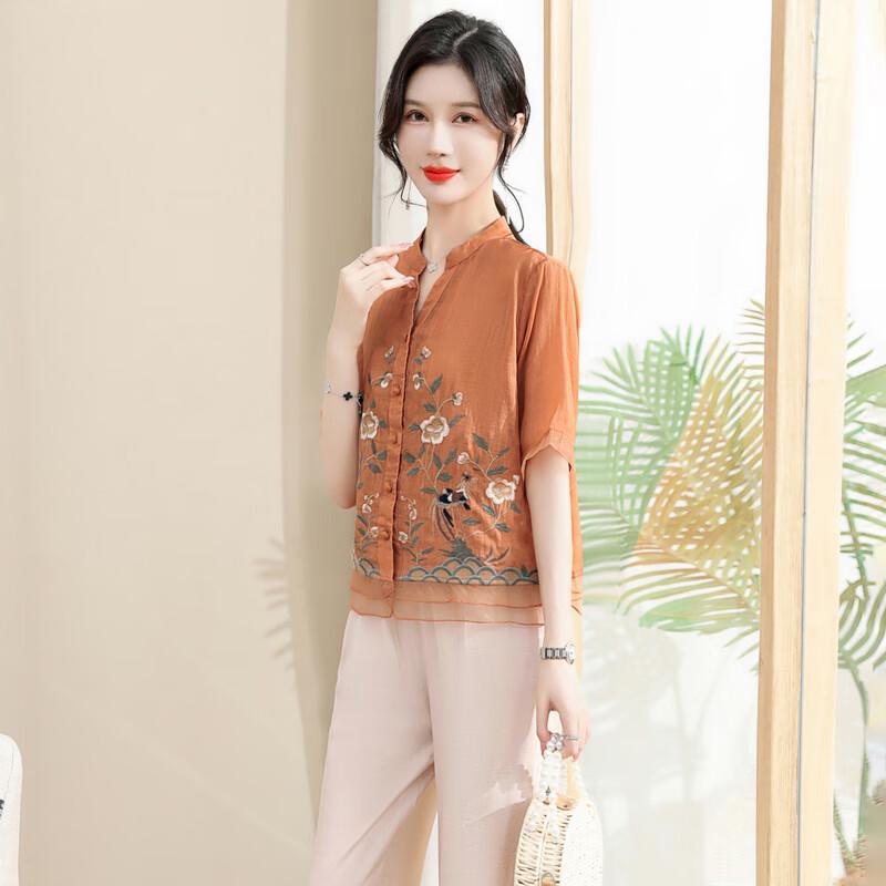Middle-Aged Women's Summer Chinese Style Top Set