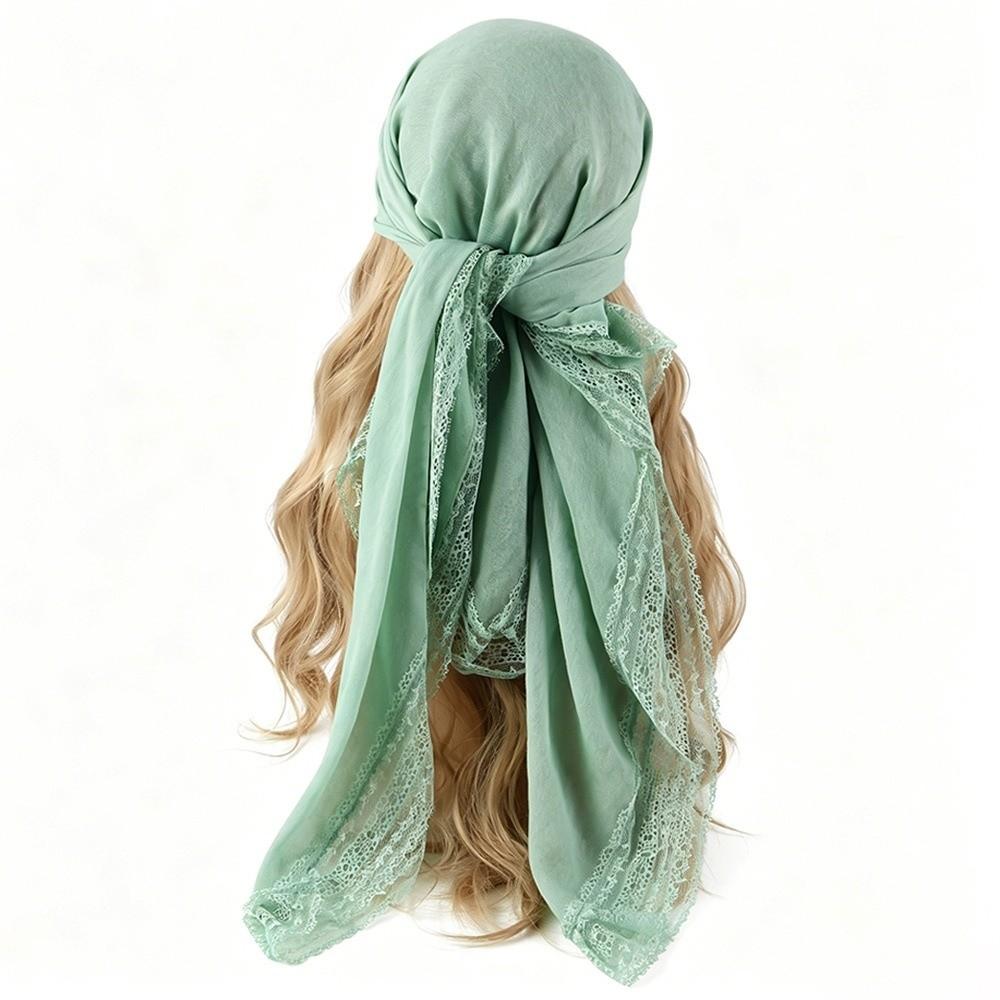 Square Shape Lace Trim Scarf Breathable Sun-Protection Shawl Fashion Bohemian Scarf