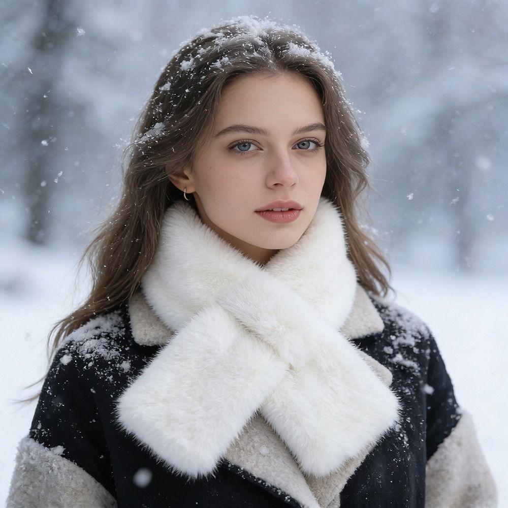 Thickened Neck Scarf Faux Mink Fur Faux Rabbit Fur Scarf Neckerchief Wrap Autumn Winter