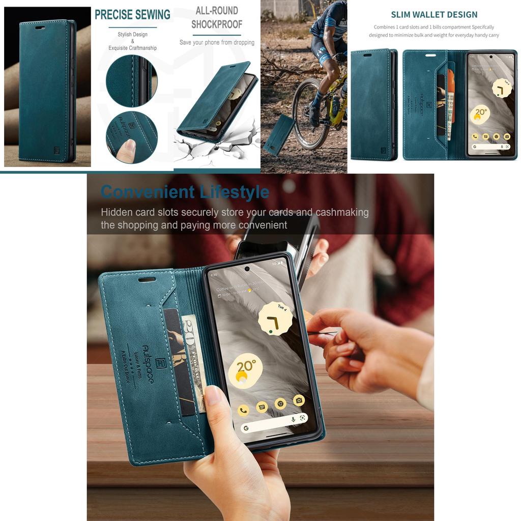For Google Pixel 6 Leather Flip Phone Protective Case With Magnetic Closure For Drop Protection