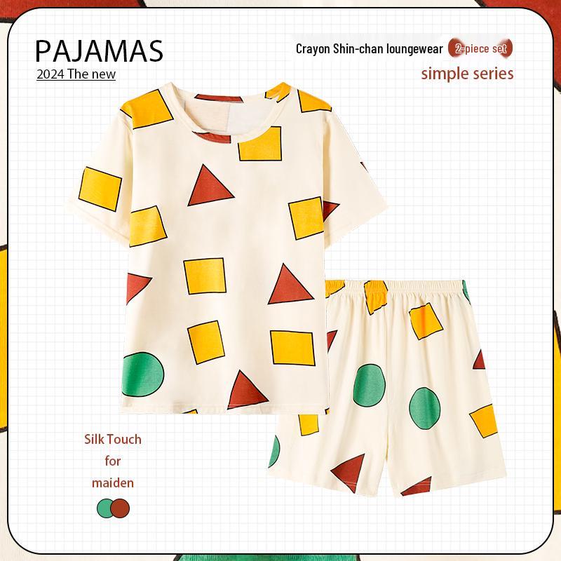 

Пижамы для пары «Креон Шин-чан»: Комплект из чистого хлопка с длинным рукавом на весну/осень 2025 года для мужчин и женщин L (Recommended for 101-115 lbs)