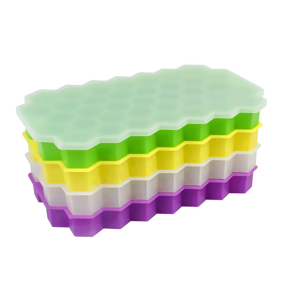 Ice Cube Maker Mold Ice Cream Tools Honeycomb Ice Cube Tray With Lids 37 Cubes For Whiskey Cocktail Cold Drink