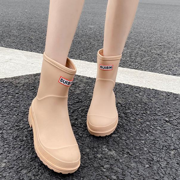 

Женские короткие дождевые туфли для сезона дождей, утолщенные, нескользящие, водонепроницаемые, модные, износостойкие, на низком каблуке, водонепроницаемые туфли 36 хаки