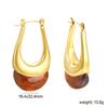 French Maillard Vintage Fashion U-shaped Resin Earrings Light Luxury High-end Stainless Steel Girls' Personalized Jewelry