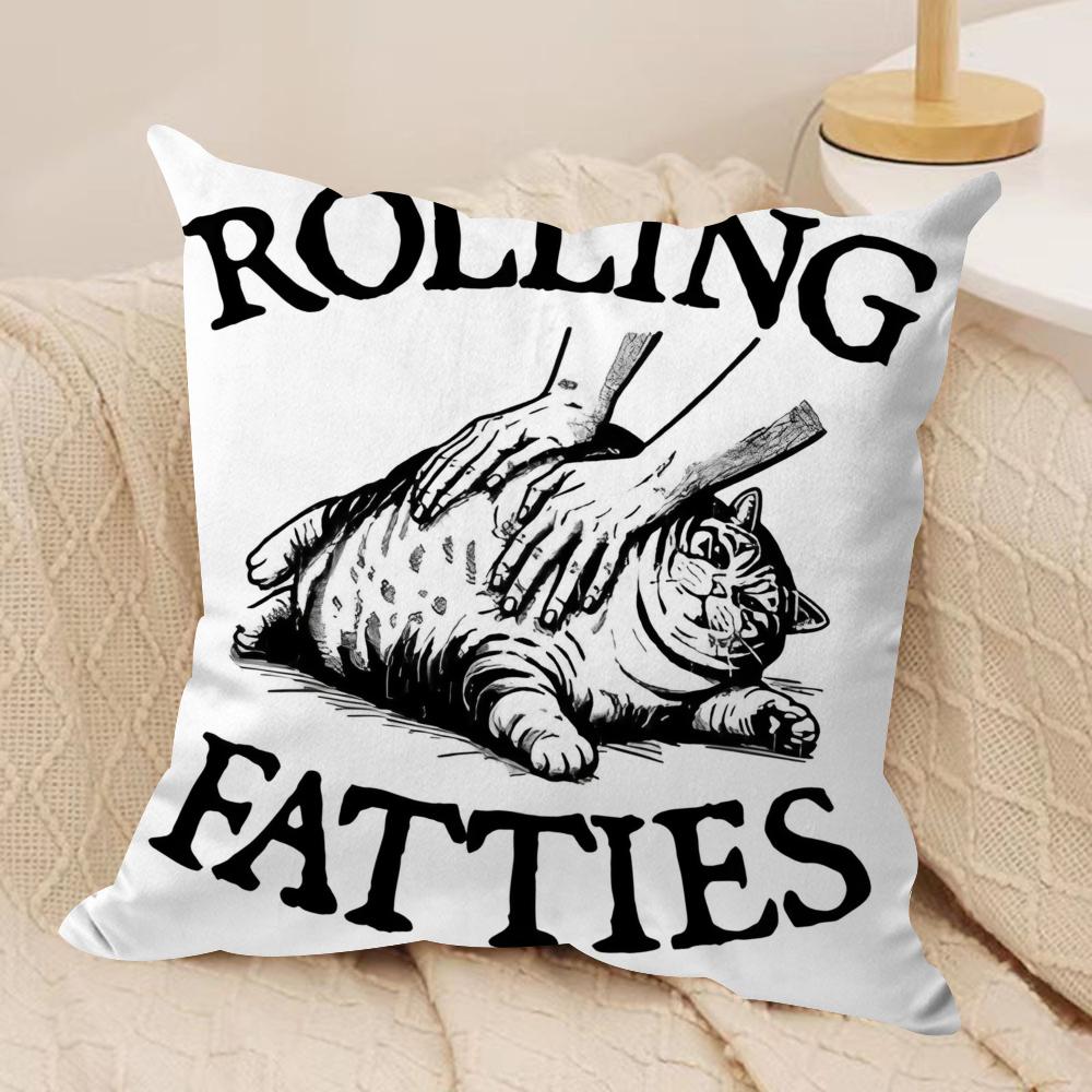 

Funny Rolling Fatties Cat Cushion Cover Short plush Doublesided Print Square Throw Pillow Covers Sofa Home Cushion Decor 30x30cm