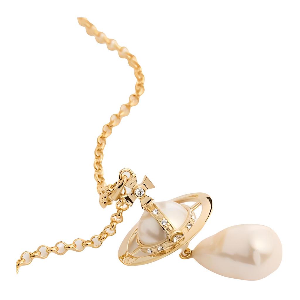 Vivienne Westwood Pearl Drop Crystal Necklace Women necklace Gold 630203B602R107R107