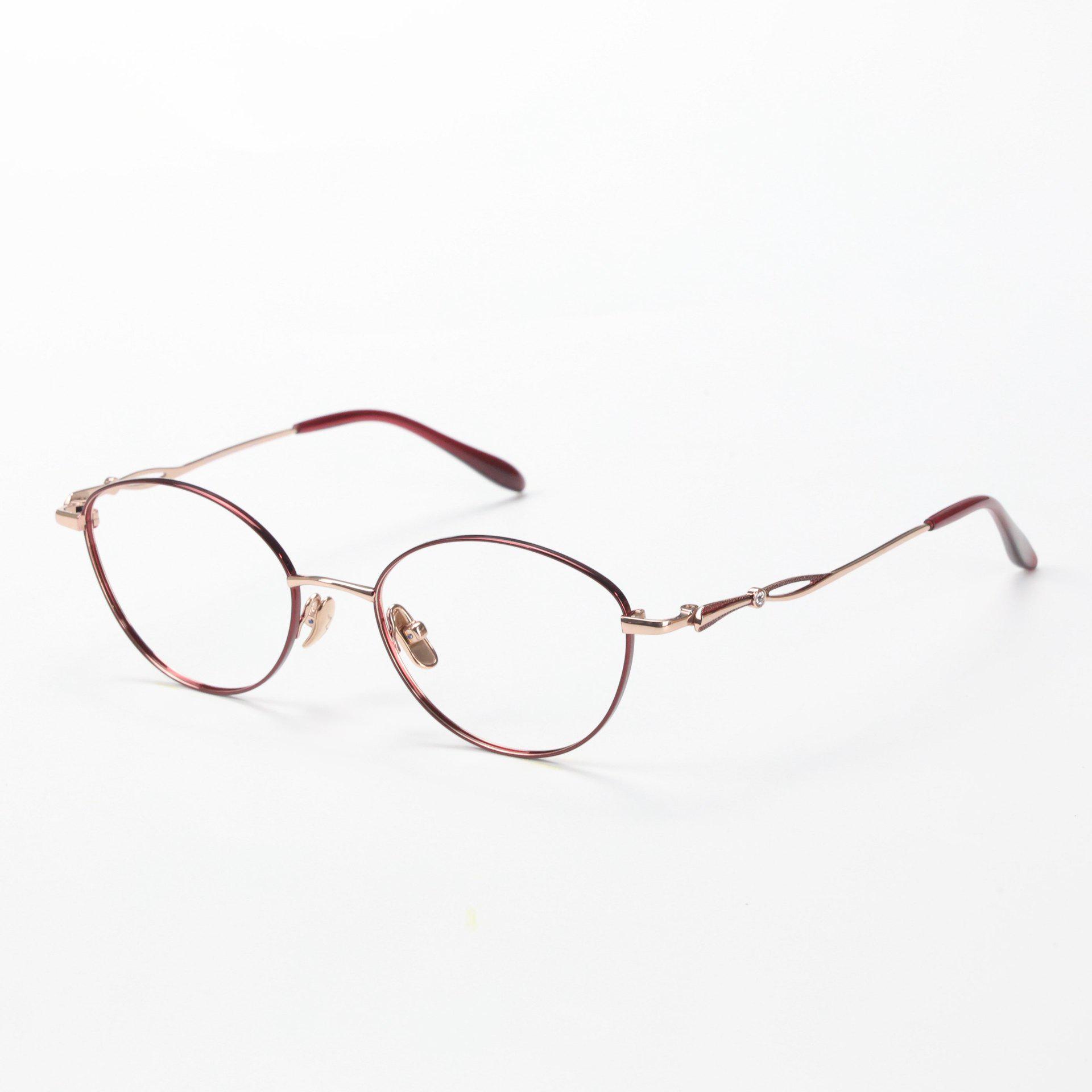 

Модные женские очковые оправы из чистого титана для миопии с тонкой металлической окантовкой, подходят для очков по рецепту для чтения. красный