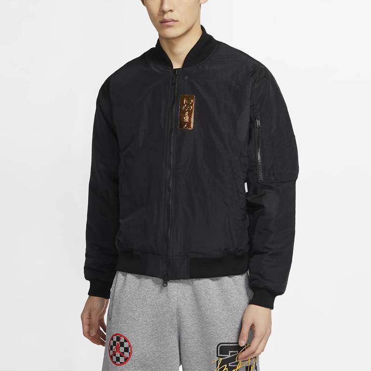 Jordan 23 Engineered Graphic Print Baseball Collar Long Sleeve Jacket Men Outerwear Black CV2787-010