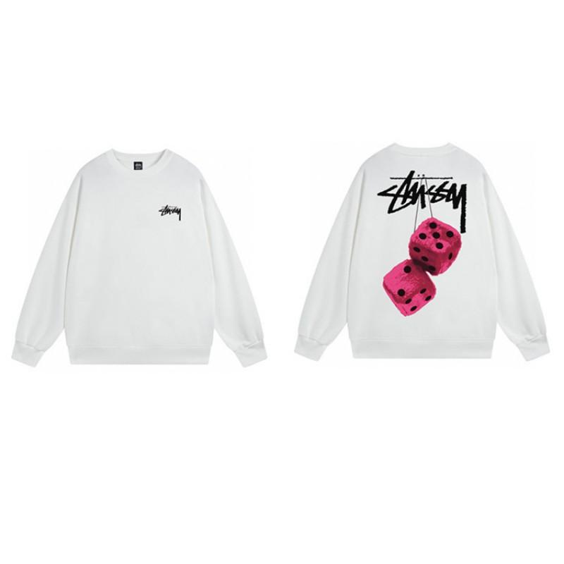 Unisex Oversized Crewneck Fleece-Lined Cotton Sweatshirt With Dice Letter Print Winter Casual Wear