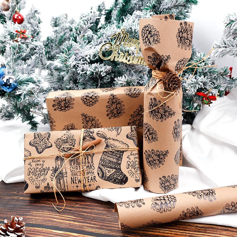 Large Christmas Double-Sided Kraft Gift Wrapping Paper, 80g