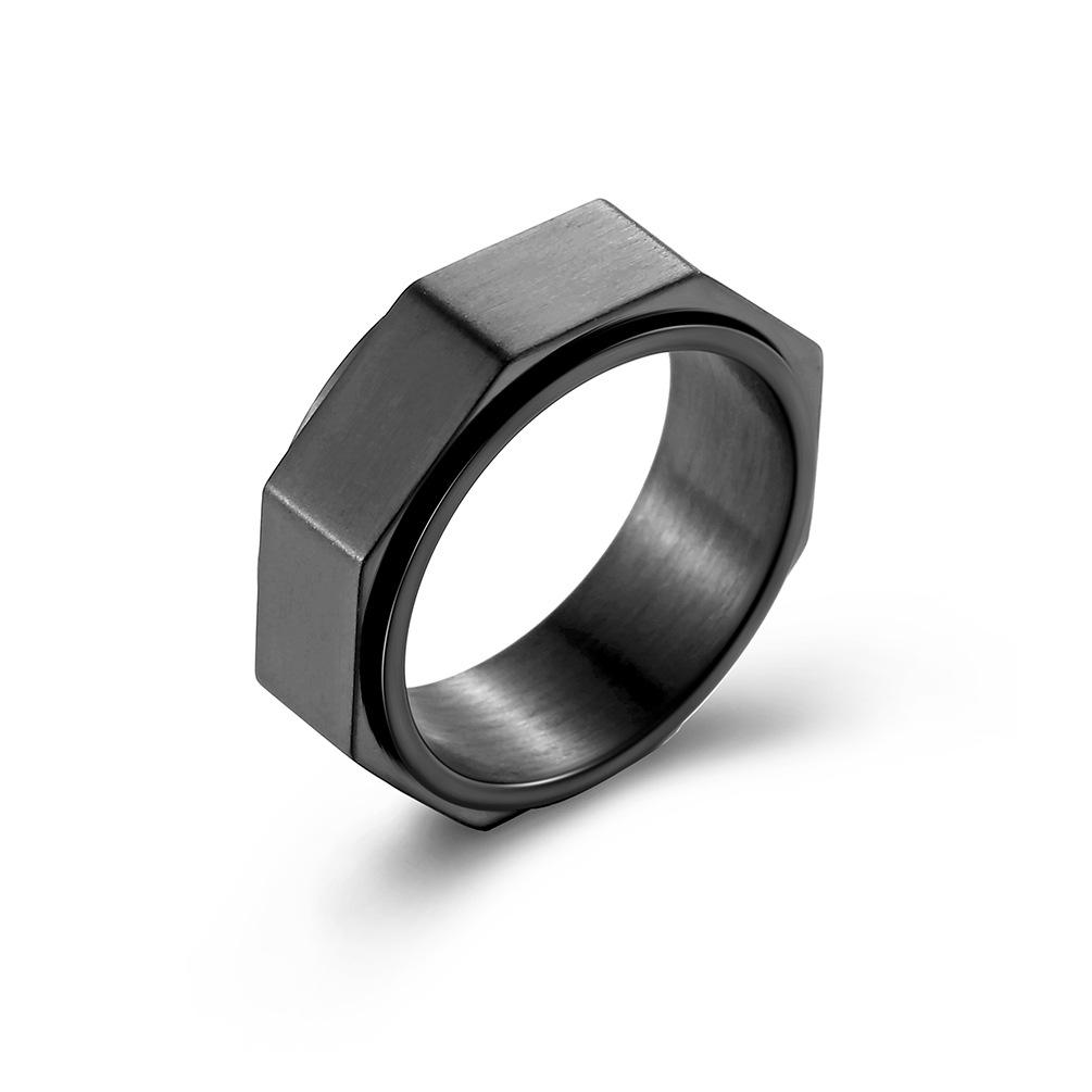 A Niche Personality Octagonal Nut Titanium Steel Rotating Ring To Relieve Anxiety and Relieve Stress