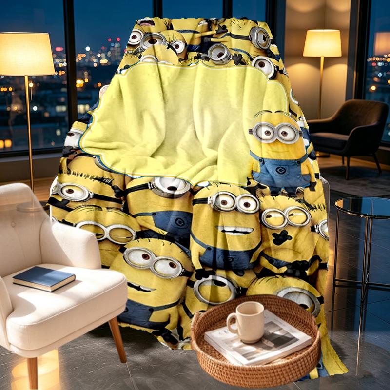 Minions Print Blanket - Soft & Comfortable, for Bedroom, Travel, Sofa, Home Decoration - Birthday Christmas Gift for Friend