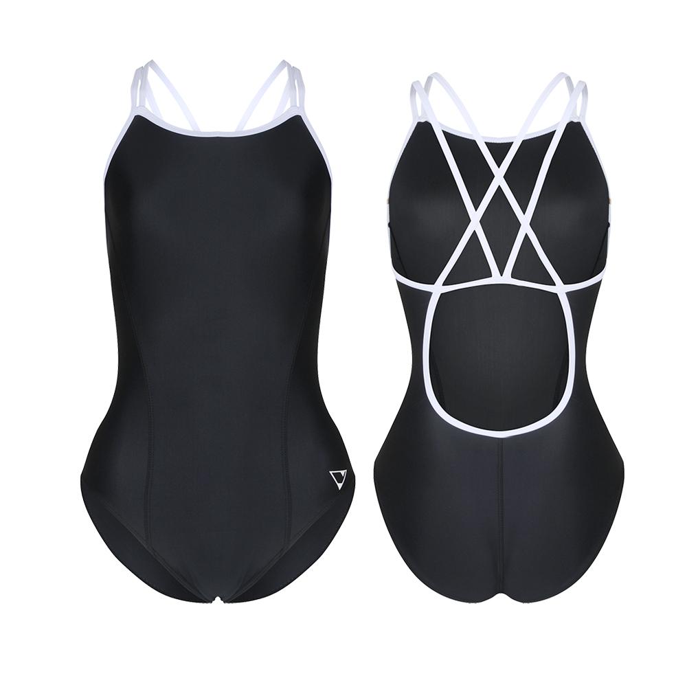 Jeteseu Women'S White Double Strap One-Piece Swimsuit L_9A0015