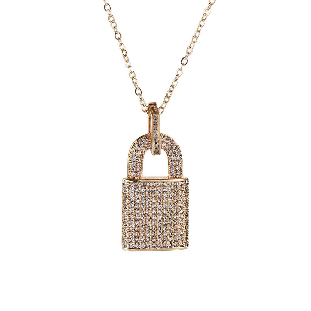 European & American Style Zircon Lock Pendant Necklace - Versatile, Luxurious & Elegant