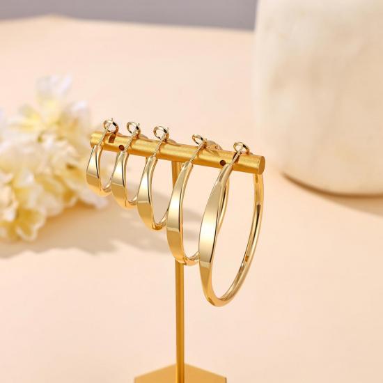 sovesi Flat Edge Chunky 14k Gold Plated Hoop Earrings for Women Trendy | 5mm Thick Hoops, Lightweight Hypoallergenic Hoop Earrings