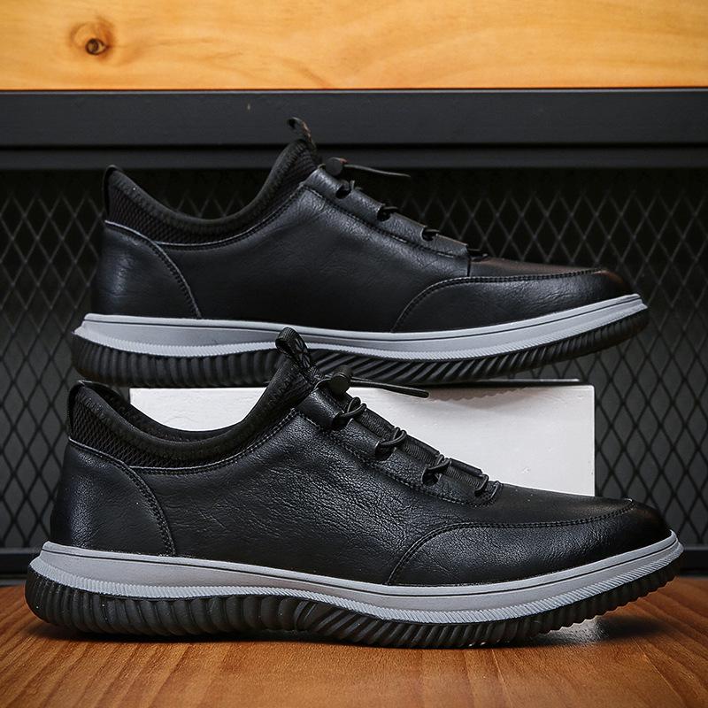 

2025 spring new fashion trendy shoes men s shoes autumn Korean version non-slip wear-resistant shoes leather shoes 39 чёрный