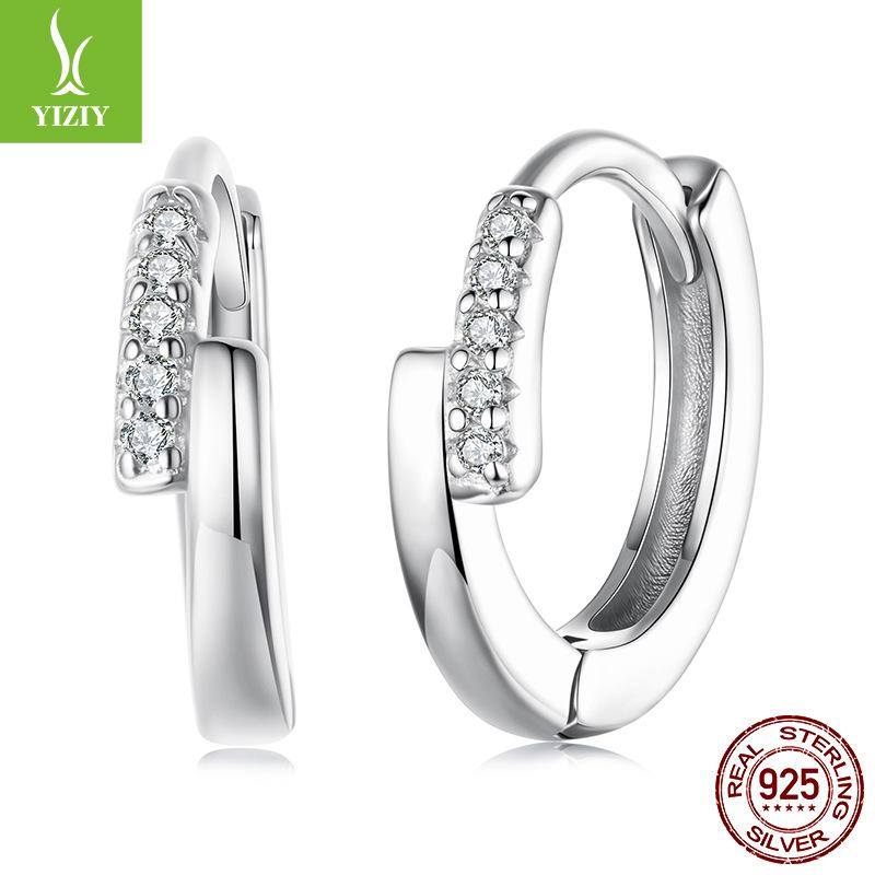 S925 Sterling Silver Staggered Ear Buckle Delicate Zircon Versatile Premium Earrings Earrings