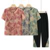 Elderly Women's Chinese Style Short Sleeve Shirt & Pants Set