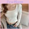 Katoenen T-shirt met lange mouwen voor dames met vierkante hals Casual herfstkleding
