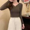 Spring and Autumn New Slim-fit Long Sleeve Bottom Knitted Sweater Low Neck Inner Sweater Women