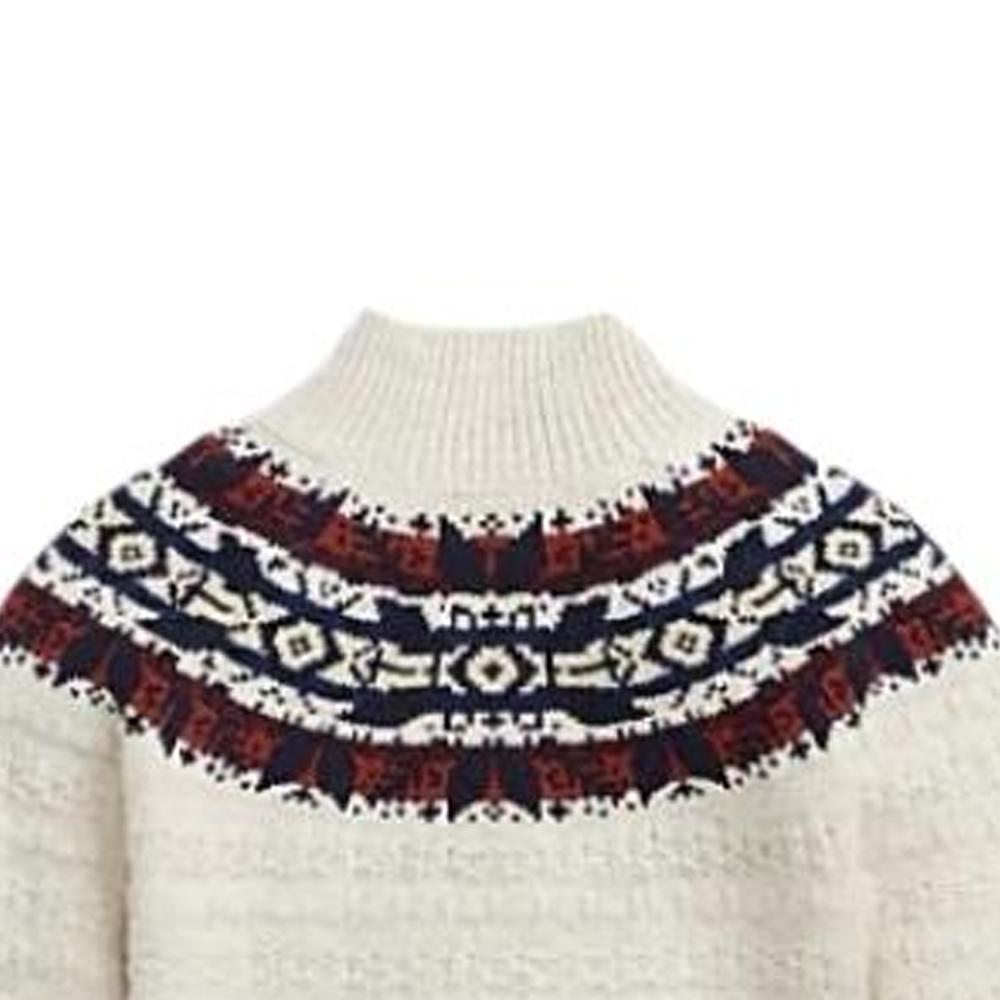Polo Ralph Lauren Fair Isle Pattern Ribbed High Neck Sweater Kids Sweater Off-White 313920103-001