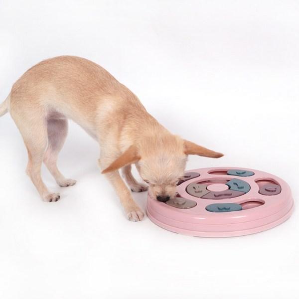 Dingdong Pet Pet Intelligence Development Puzzle Snack Toy IQ Toy Round Diameter 23cm x Height 2.5cm, Pink, 1 piece