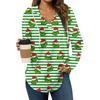 Women's Fashion Hoodies V Neck Long Sleeve Christmas Printed Drawstring Casual Loose Pullover Tops