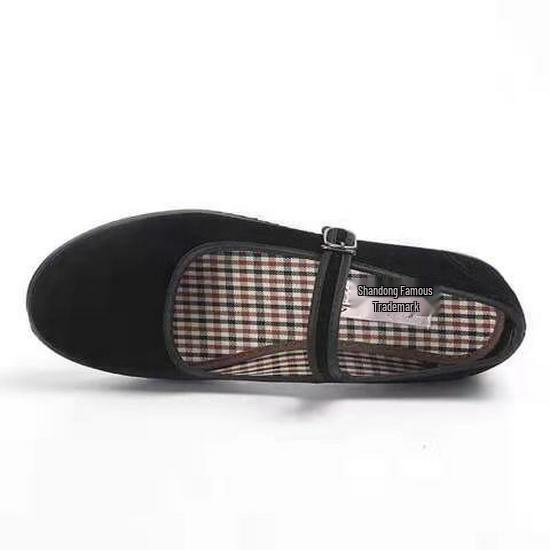 Damen Schwarze Samt Flacher Absatz Tanz- & Arbeitsschuhe